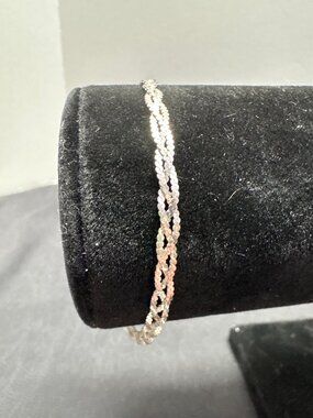 Sterling Silver Italy 925 Braided Rope Chain Bracelet 7 Inches Women’s Jewelry
